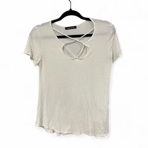 Hippie Chic White Lace Up Front T‎ Shirt- Size Medium